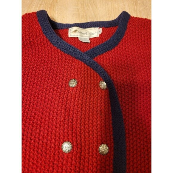 All Week Long Red Sweater Cardigan Sz M Heavyweight Career Wear 100% Wool - Picture 2 of 7
